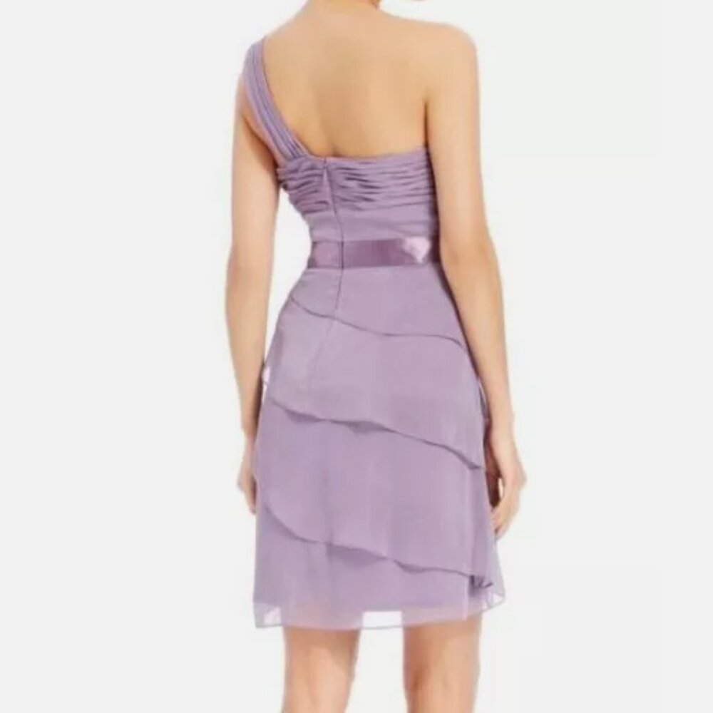 Adrianna Papell One-Arm Lilac Chiffon Sheath Dress - Picture 2 of 7